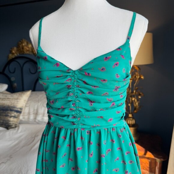 3 For $25 Roxy Mini Teal w Pink Paisley Mini Dress - Picture 2 of 10